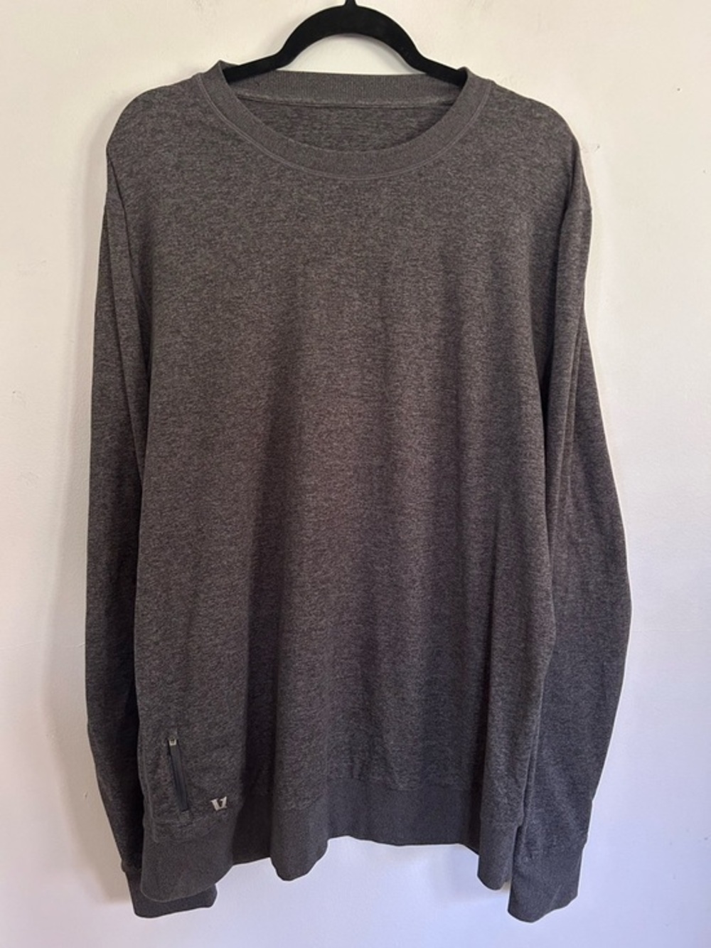 Vuori Ponto Performance Crew Shirt W/zip Pocket Long Sleeve Dark Olive Sz L
